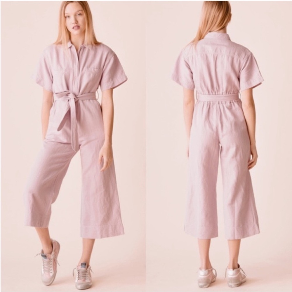 Apiece Apart Linen Cotton Blend Jumpsuit Lilac Size 4